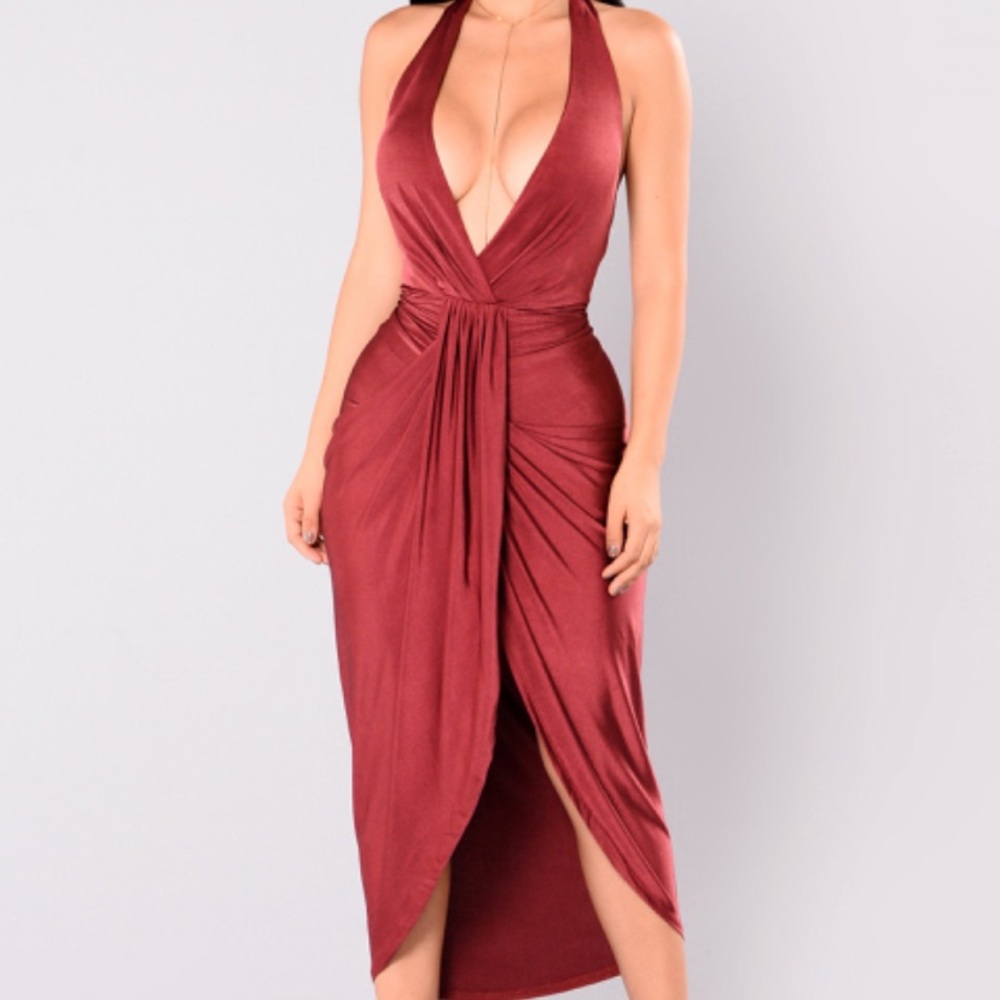 Fashion nova plunge drape dress